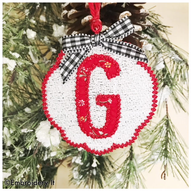 Free Standing lace Christmas monogram ornament