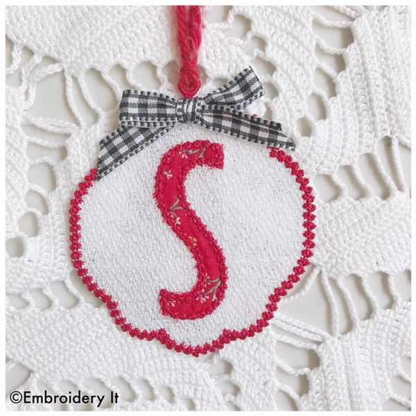 machine embroidery gift tag monogram letter S