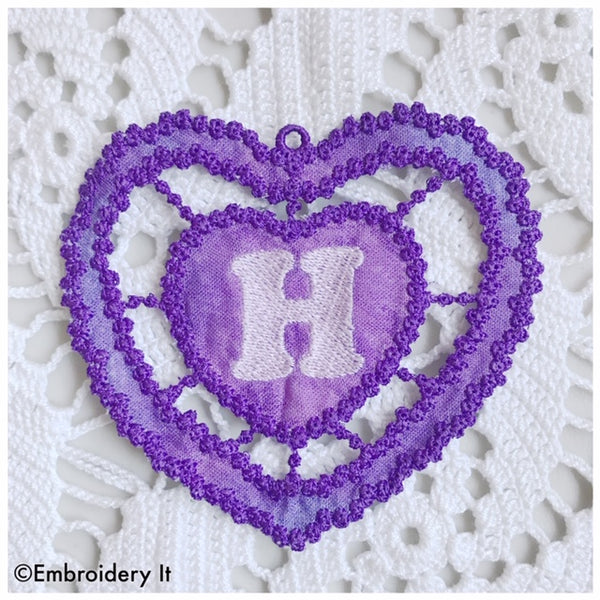 machine embroidery font cutwork knobby heart monogram gift tag
