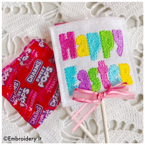machine embroidery Easter candy holder