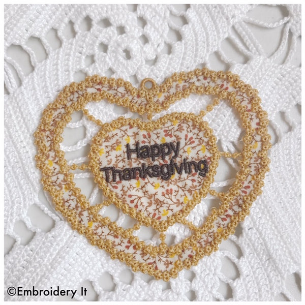 Machine embroidery cutwork Thanksgiving design