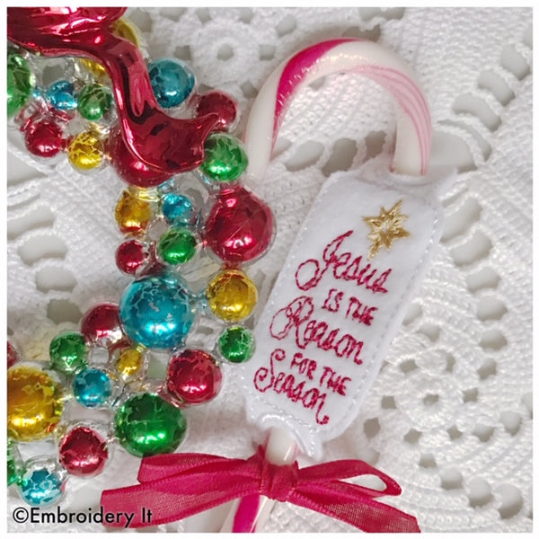 machine embroidery design in the hoop Christmas candy cane holder