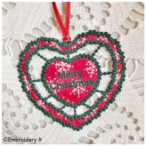 Christmas cutwork machine embroidery ornament