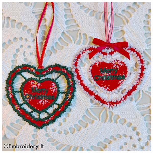 Cut work machine embroidery Christmas gift tag