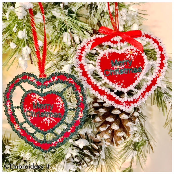 Cut work machine embroidery Christmas ornament