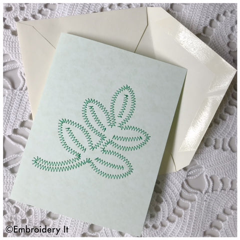 Machine embroidery leaf card