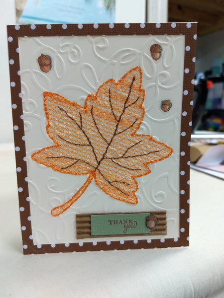 mylar embroidery maple leaf card design