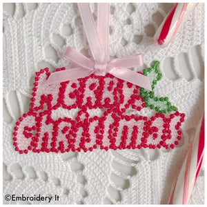 Merry Christmas free standing lace machine embroidery design