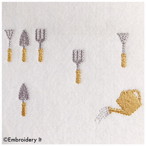 Machine embroidery miniature gardening designs