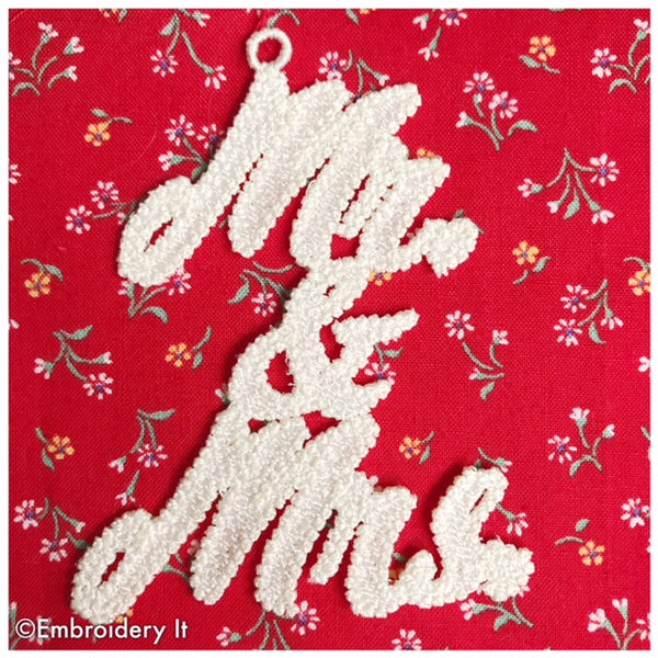 Mr and Mrs. Free Standing Lace Gift Tag or Christmas Ornament