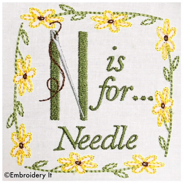 Embroidery words N is for needle machine embroidery design