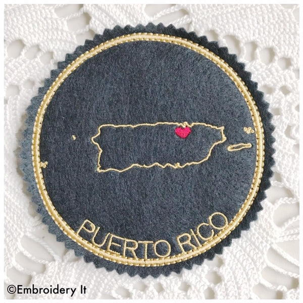 Machine embroidery in the hoop Puerto Rico design