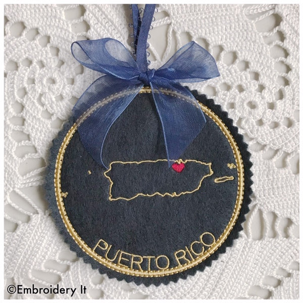 Puerto Rico Map Machine embroidery design