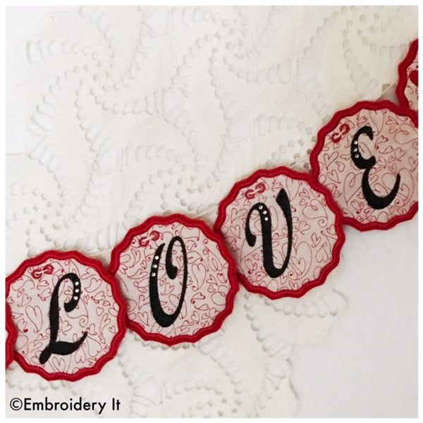 Machine embroidery in the hoop alphabet
