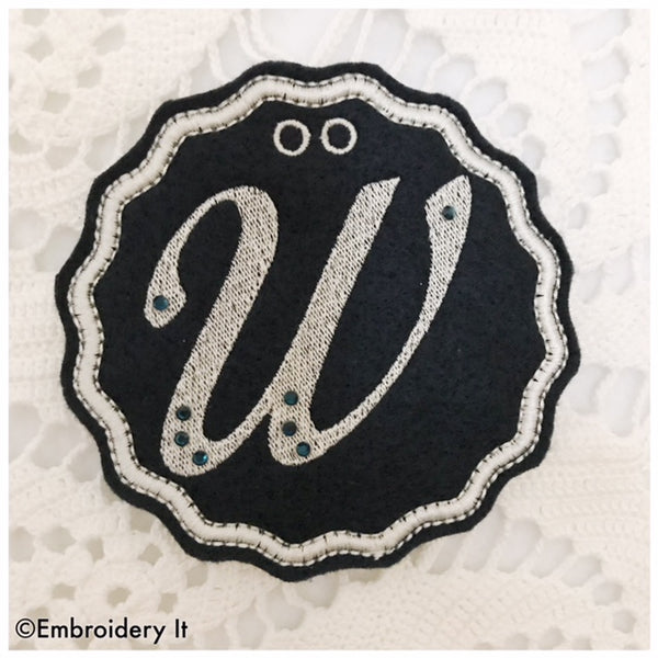 In the hoop machine embroidery banner alphabet with rhinestones