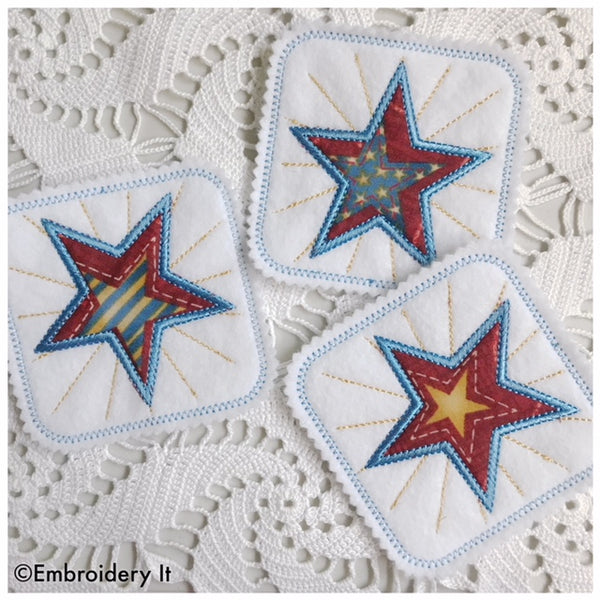star coaster applique machine embroidery pattern