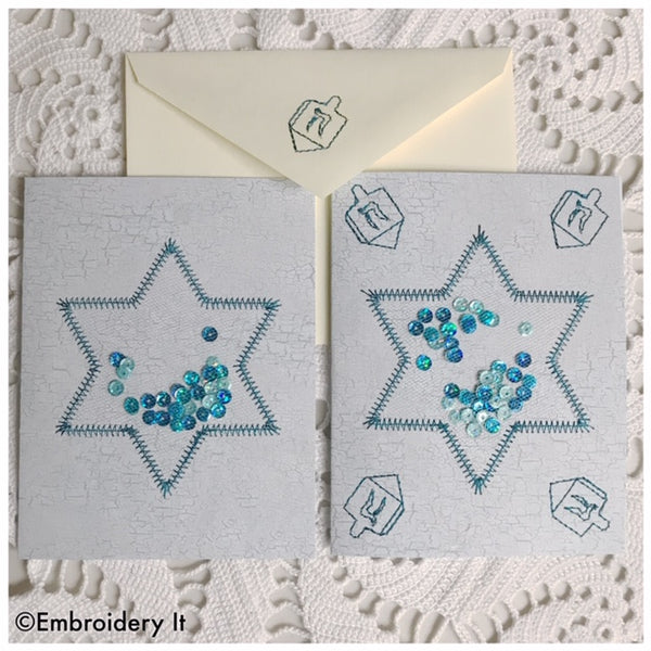 Machine embroidery on paper Hanukkah Star of David