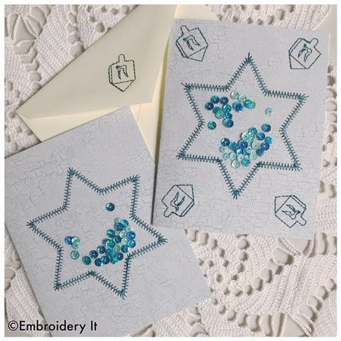 Machine embroidery shaker card Star of David design