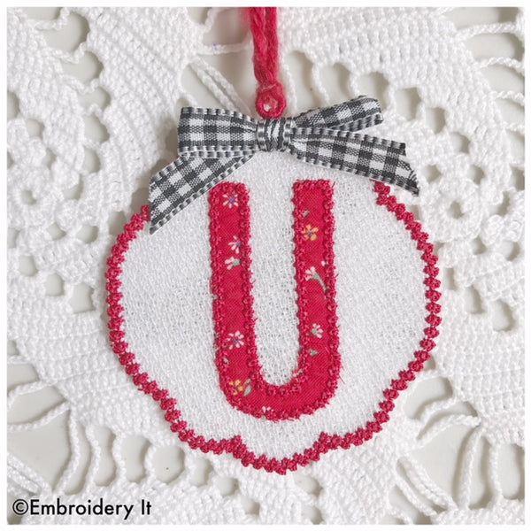 Letter U Freestanding lace machine embroidery design