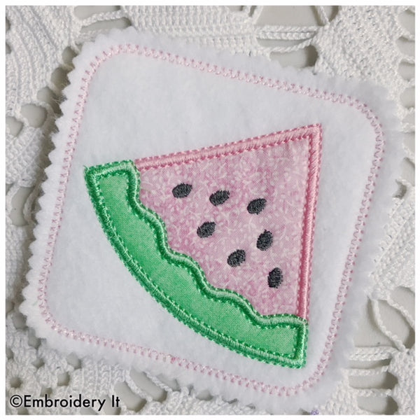 machine embroidery watermelon coaster design