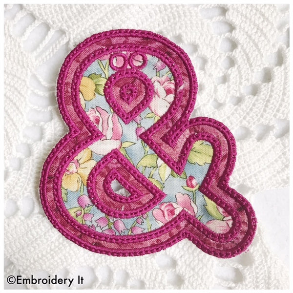 Applique machine embroidery ampersand in the hoop design