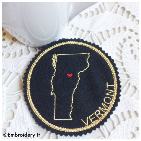 in the hoop Vermont coaster, machine embroidery design