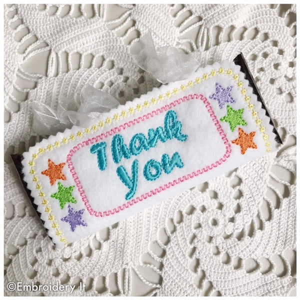 Thank you candy wrapper machine embroidery design