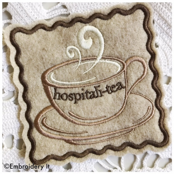 machine embroidery in the hoop coffee cup