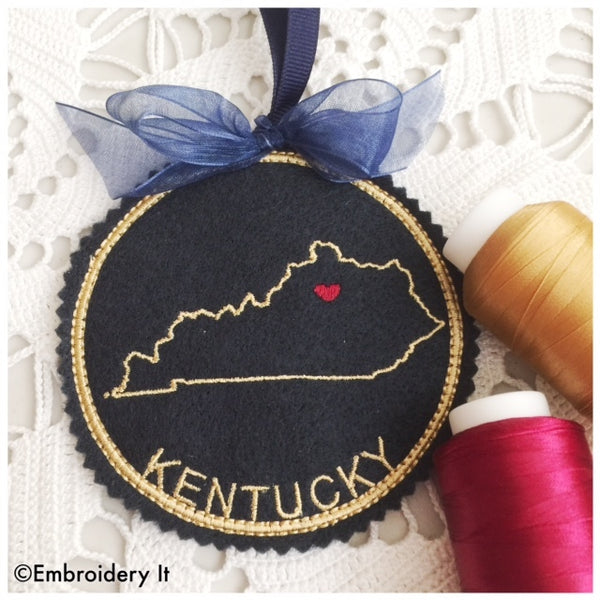In the hoop Kentucky ornament