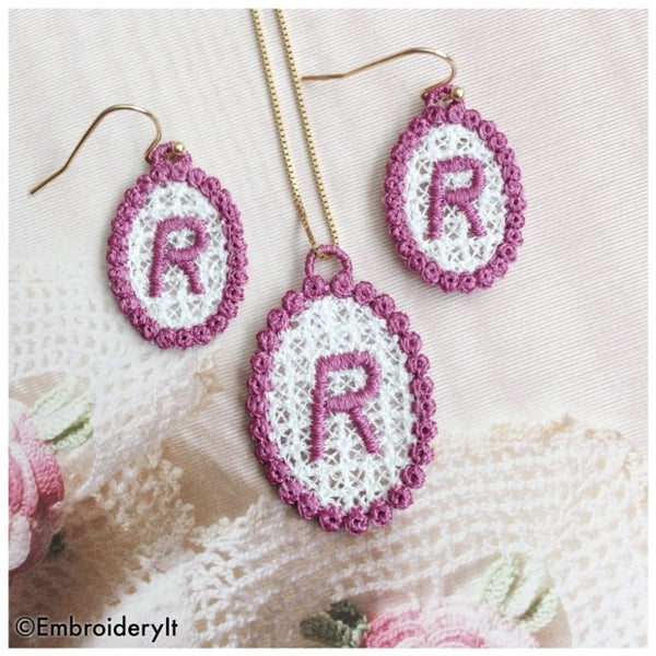 FSL necklace and earrings machine embroidery designs