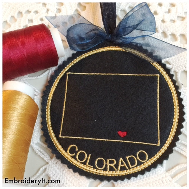 Machine embroidery Colorado coaster