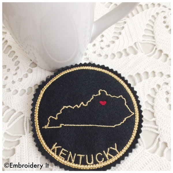 machine embroidery Kentucky coaster