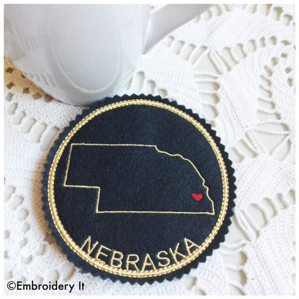 machine embroidery Nebraska coaster