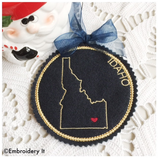 Machine embroidery Idaho coaster