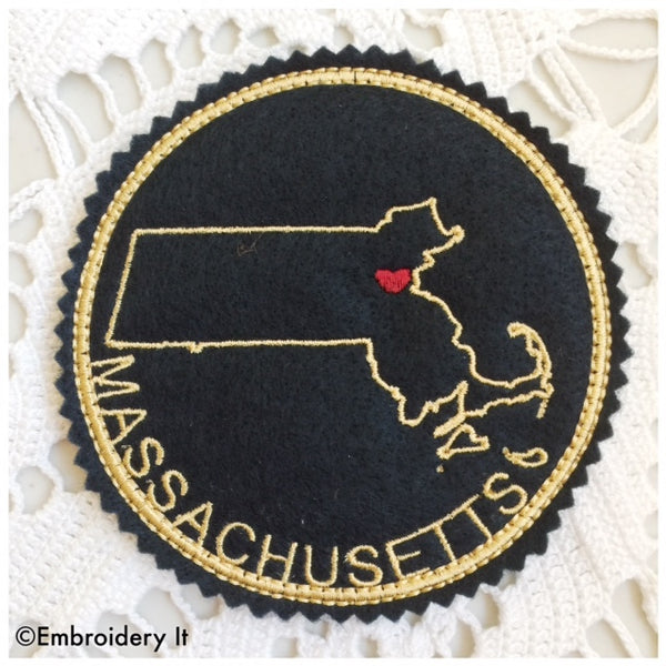 machine embroidery Massachusetts coaster design