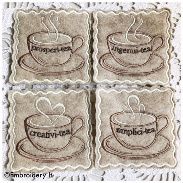 Inspirational coffee cup in the hoop machine embroidery designs
