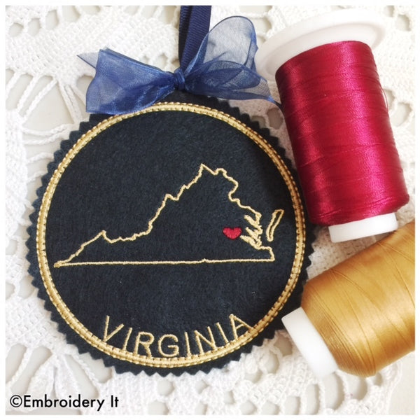 In the hoop Virginia machine embroidery design