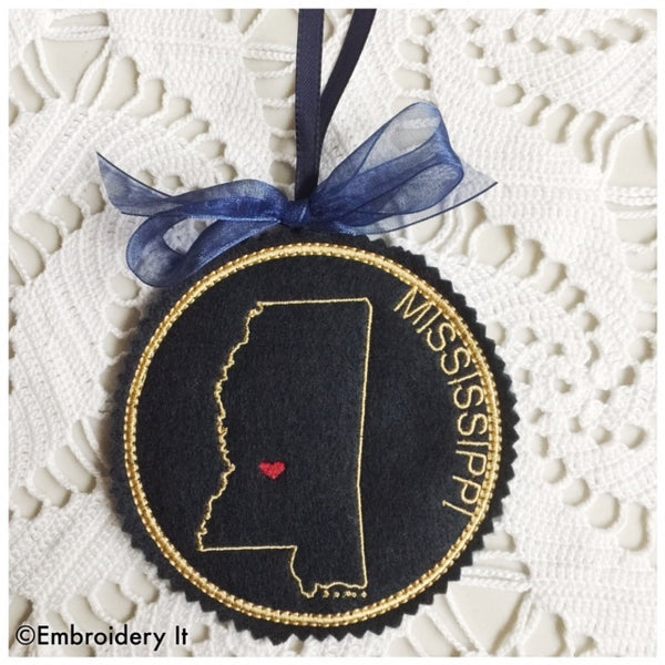 I heart Mississippi machine embroidery design