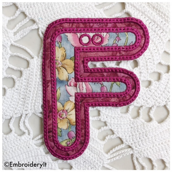 Double Applique banner letter F for embroidery machines