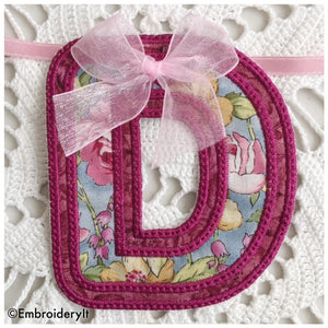 Letter D machine embroidery banner design