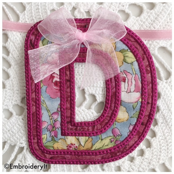 Letter D machine embroidery banner design