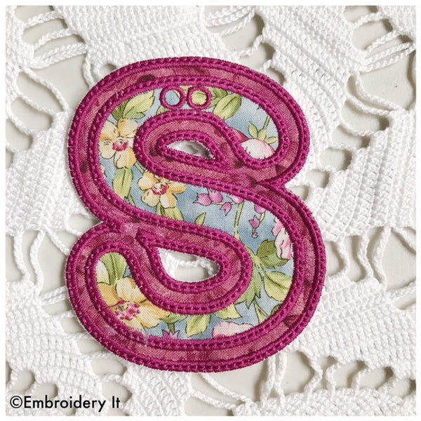 letter s machine embroidery in the hoop banner design