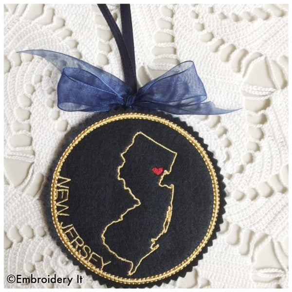 Machine embroidery New Jersey coaster