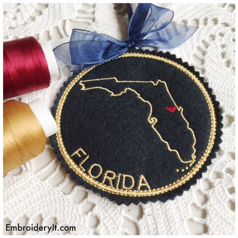 Machine embroidery Florida ornament