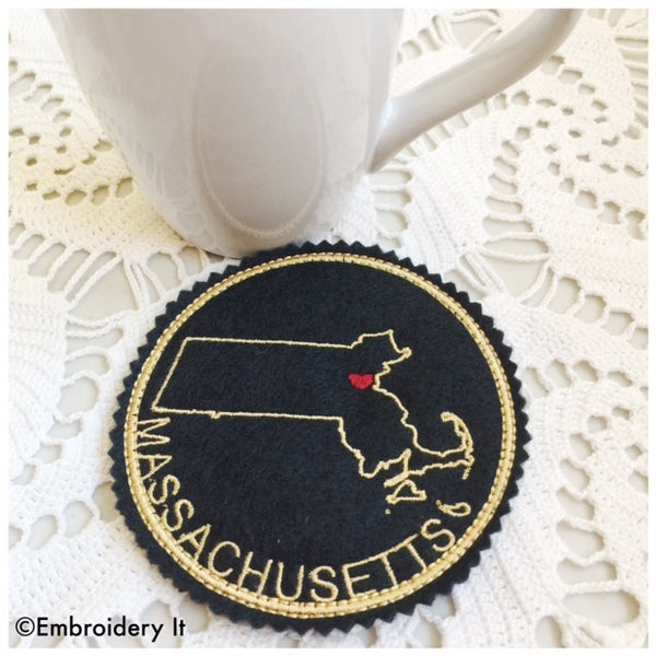 I heart Massachusetts embroidery design