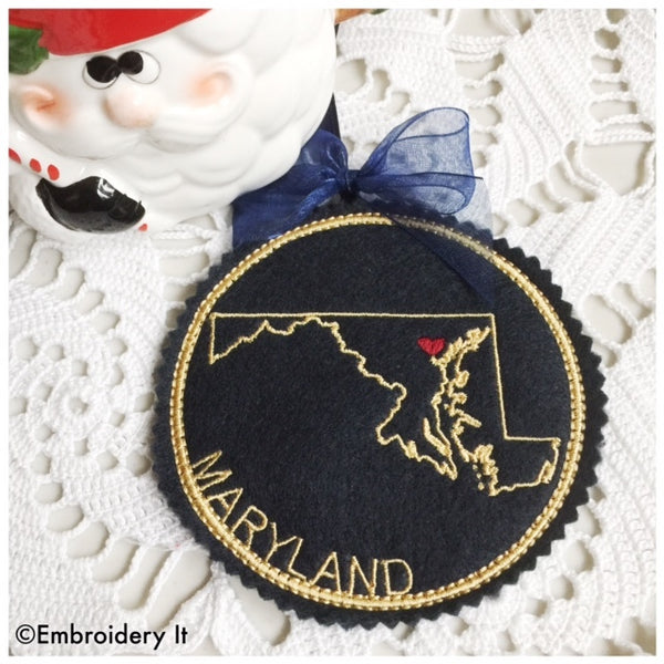 Machine embroidery Maryland ornament