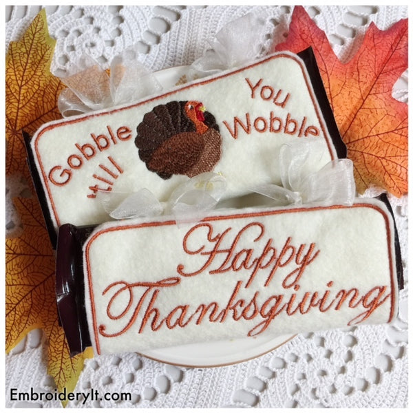 Thanksgiving candy bar wrappers machine embroidery in the hoop designs