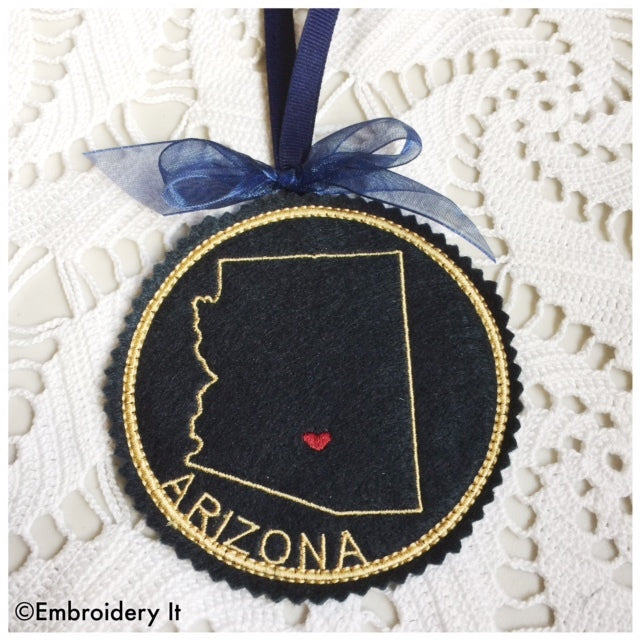 Machine Embroidery Arizona Coaster
