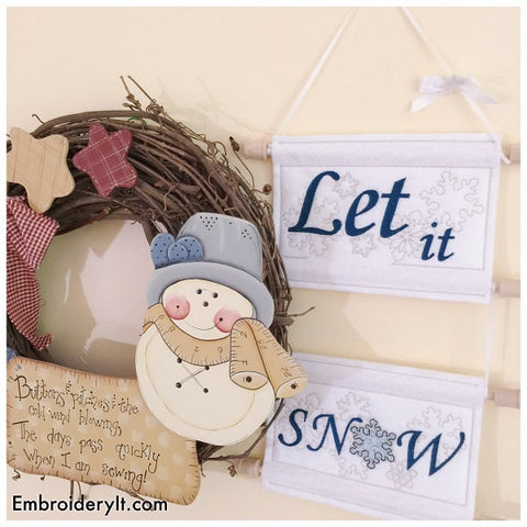 Machine embroidery let it snow sign
