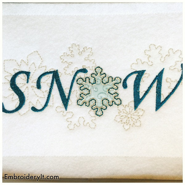 let it snow machine embroidery in the hoop sign